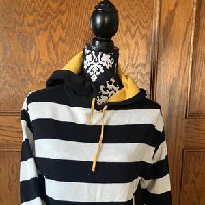 Striped Manari hooded sweater with yellow details